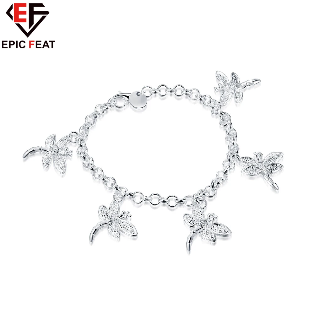 EPICFEAT Посеребренная Dragonfly Подвески Браслеты и Женщины Ювелирные Изделия H092|pendant