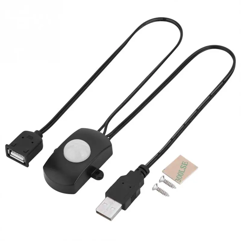 DC 5 В/12 В/24 В USB тело инфракрасный PIR датчик движения переключатель человеческого движения датчик детектор переключатель для Светодиодный светильник полосы автоматический - Цвет: Черный