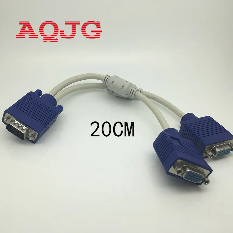 VGA 15 Pin PC SVGA Male to 2 Dual Double Female Monitor Y адаптер сплиттер кабель 20 см Vga female оптовая