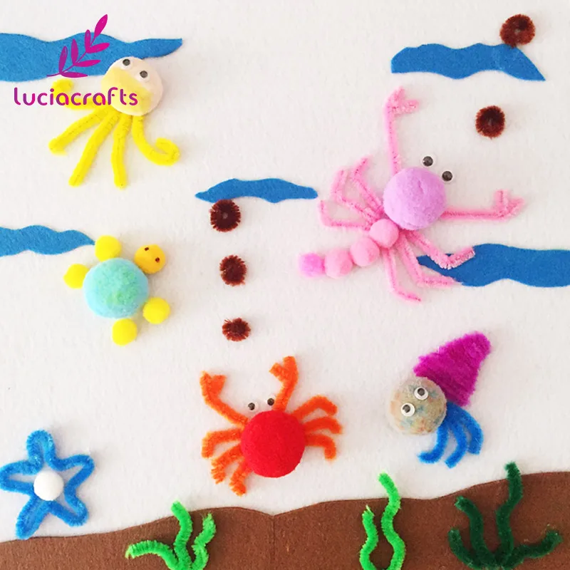 Очистители труб Lucia Crafts стебель синели и помпоны с Googly бегающие глазки для