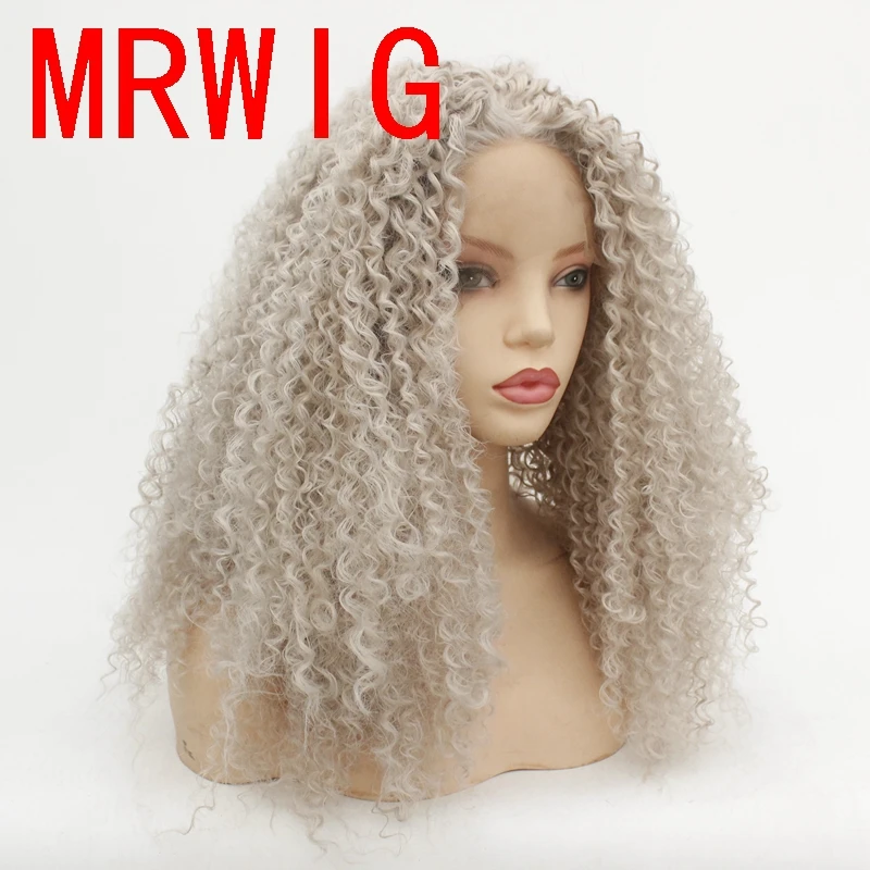 MRWIG # 4503New серый синтетический фронтальный кружевной парик для косплея без клея