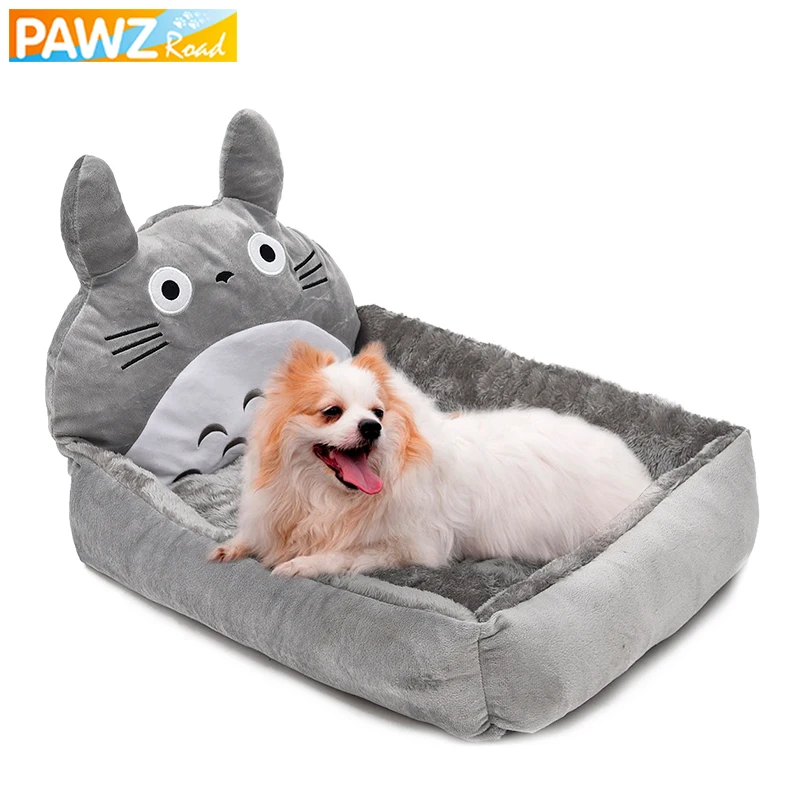 

PAWZRoad кровать для домашних питомцев, модный дом, мультяшный дизайн, диван, мягкое теплое хлопковое гнездо, щенок, Конура, съемная подушка, ков...