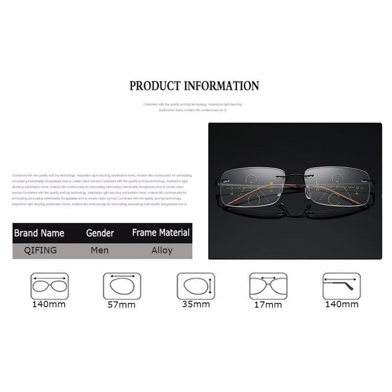 Очки для чтения унисекс без оправы с мультифокусирующими прогрессивными