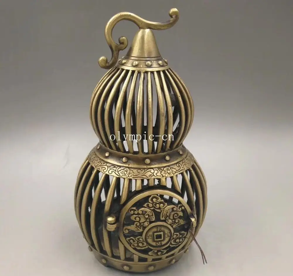 

8'' classical brass copper handwork carvings birdcage bird cage statue