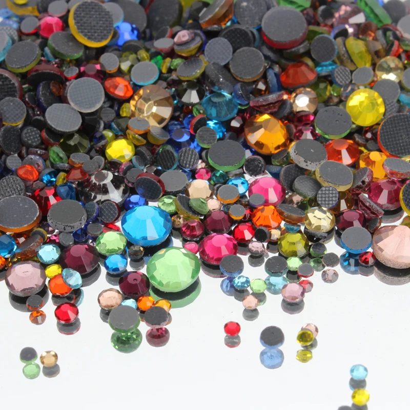 Шикарные горячие стразы с плоской задней частью из кристального стекла, различного размера и цвета, 1000 штук для украшения одежды и рукоделия.