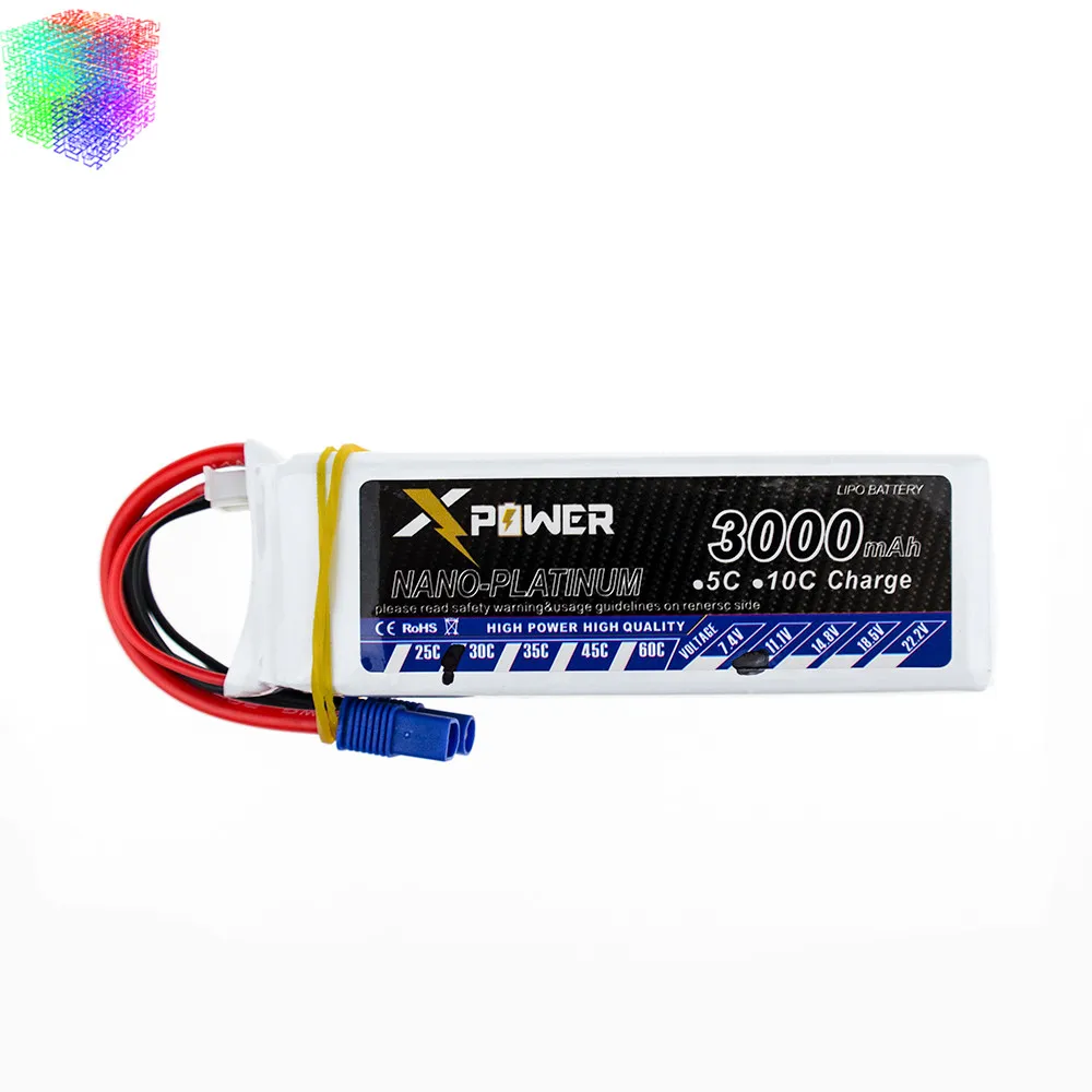 2 шт. 11 1 v 3s батарея 3000mAh 30C max 35C EC3 Xpower Lipo литиевые батареи для радиоуправляемых