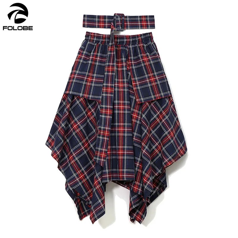 Женские юбки с поясом FOLOBE свободные асимметричные в Корейском стиле на осень и