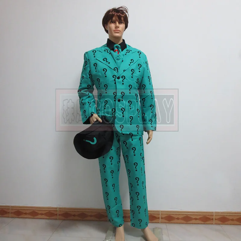 Бэтмен доктор Эдвард Nigma the Riddler Косплей Костюм Любой Размер