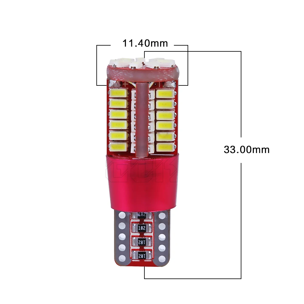 50 шт. T10 led canbus w5w супер яркий t10 57smd 3014 Светодиодная лампа без ошибок автомобиля маркер Автомобильный Клин лампочки на подвеску, сигнализирующий фонарь