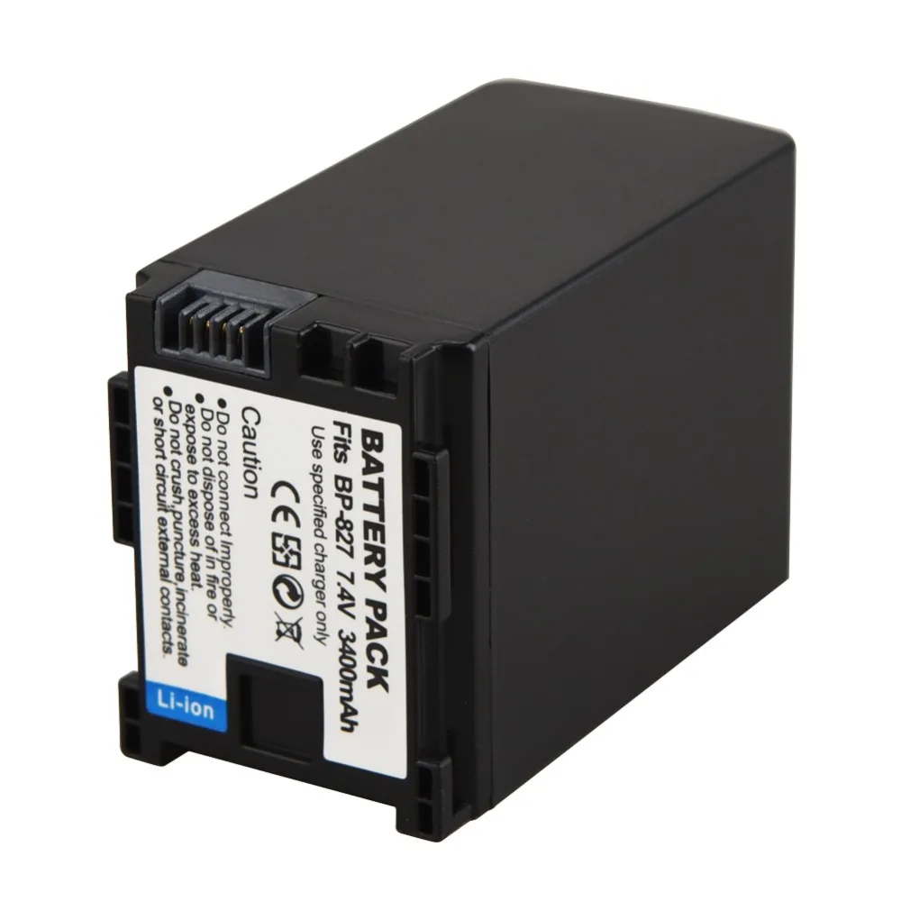 1 х BP 827 аккумулятор 3400 мАч для Canon VIXIA HF10 HF11 HF100 HF20 HF21 HF200 HG20 HG21 HFS10 HFS100 S10 S11 809 819|battery for