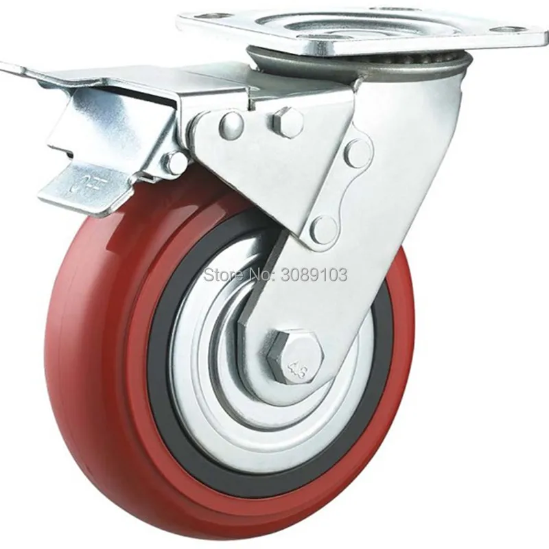

4 pcs PVC /PU 6 inch red Double Ball Bearing Korean Type Swivel PVC Caster