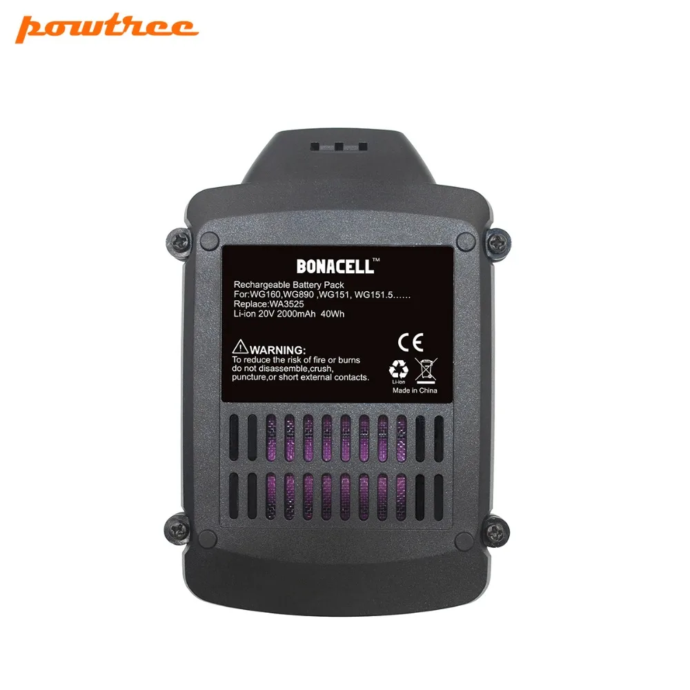 2 упаковки 2000 мА/ч, 20 V ионно-литиевая WA3525 Перезаряжаемые Батарея WORX WA3742 WG155 WG160 WG255 WG545 WA3520 WA3525 WA3760 WA3553 L10