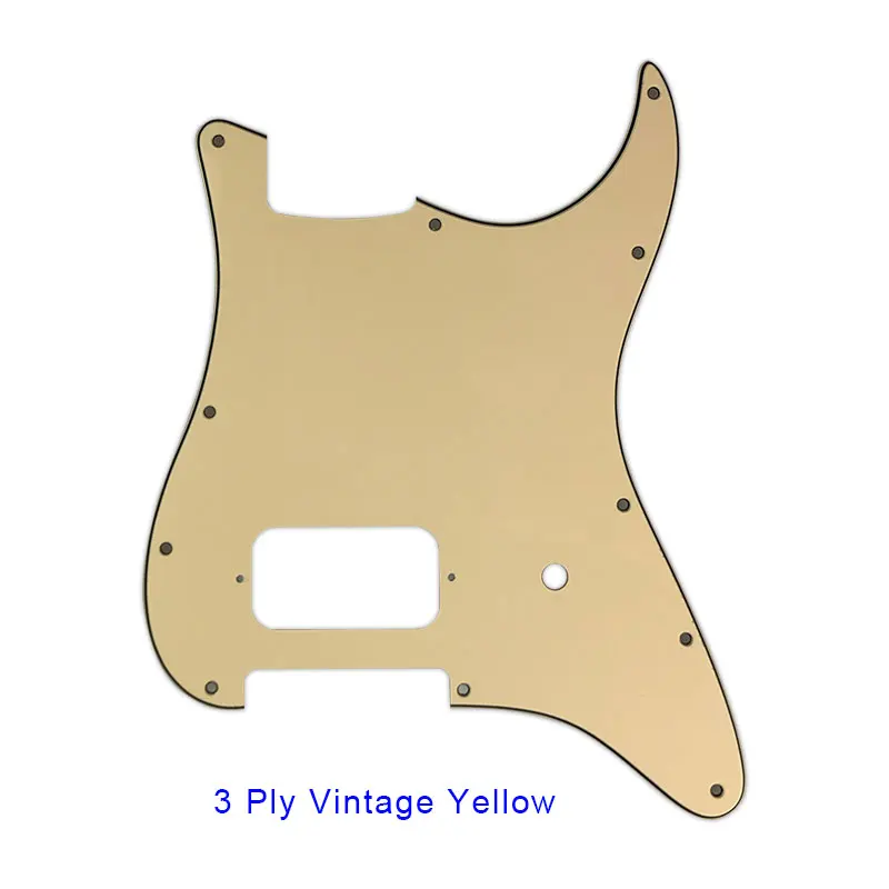 Pleroo гитара 11 винтовых отверстий накладки костюм для fender Tom Delonge гитара Stratocaster US spec Strat с мостом Humbucker - Цвет: 3 ply vintage yellow
