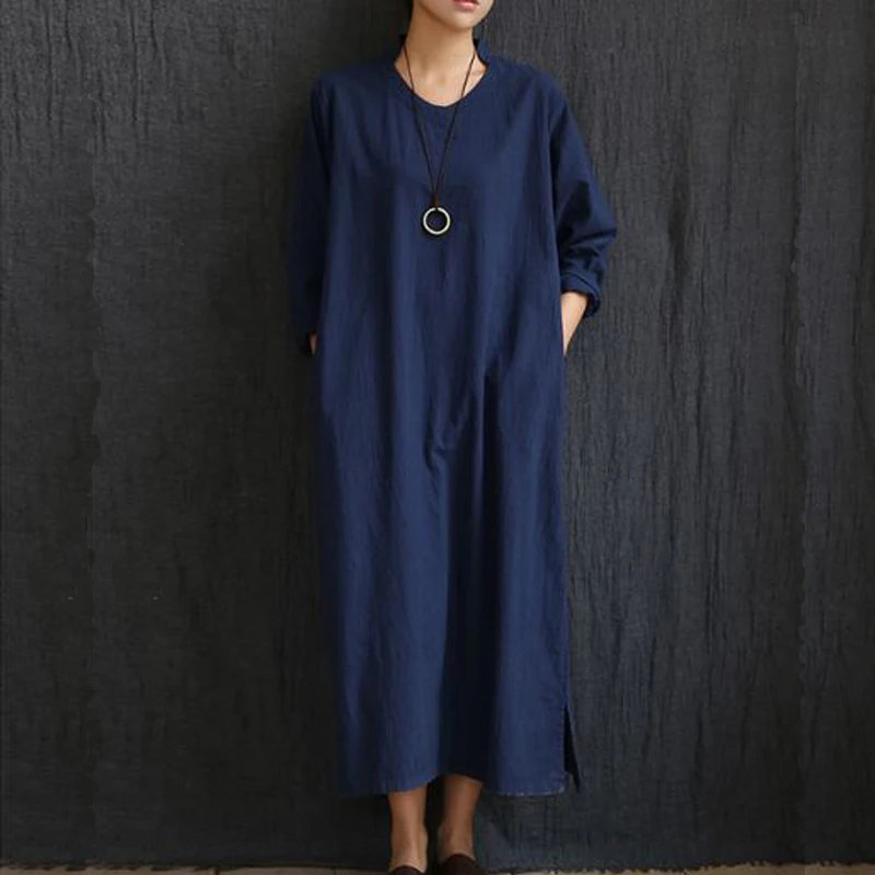 Женское льняное платье макси с V образным вырезом и длинным рукавом|dress clip|dress
