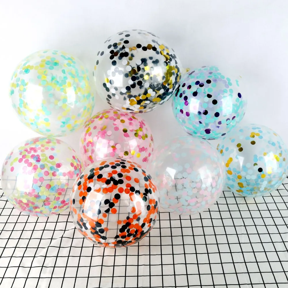 5Pcs 12" Mix Paper Confetti Balloons Clear Ballons Wedding Party Decoration Kid Children Birthday Party Supplies Air Ballon Toys