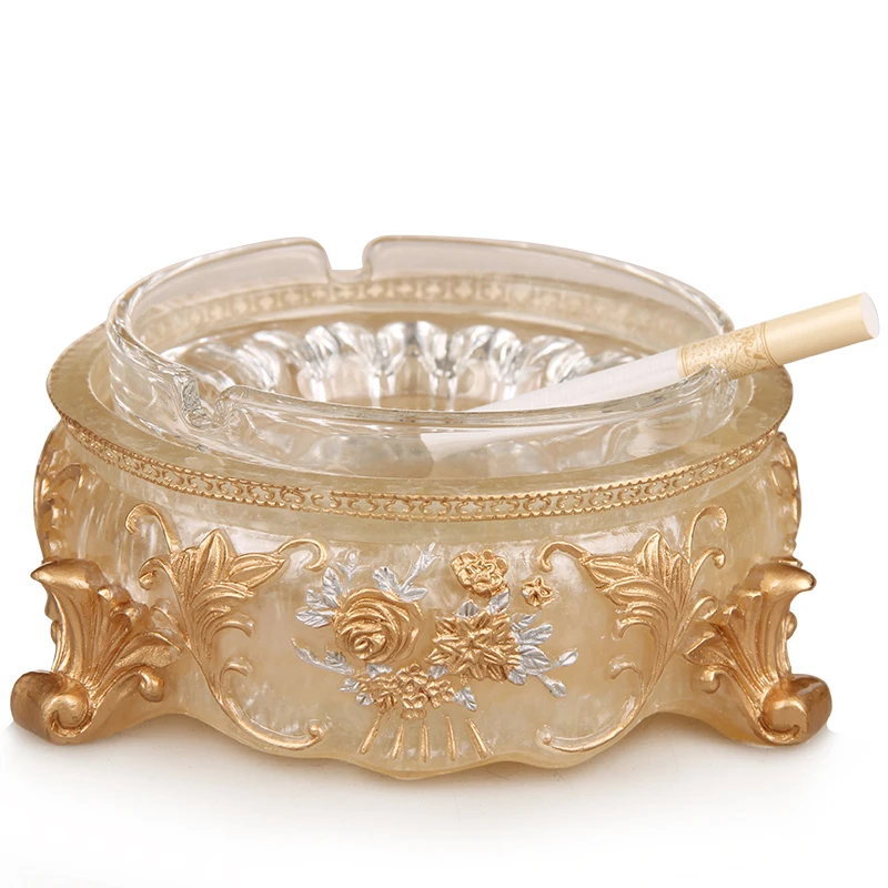

European character size crystal glass ashtray round bedroom living room room office resin ashtray
