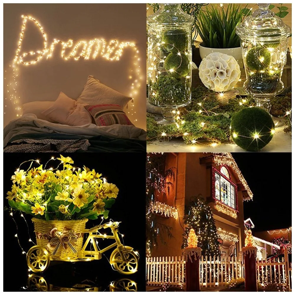 5 м светодиодные гирлянды 50 LED сказочные огни на батарейках Водонепроницаемые 16