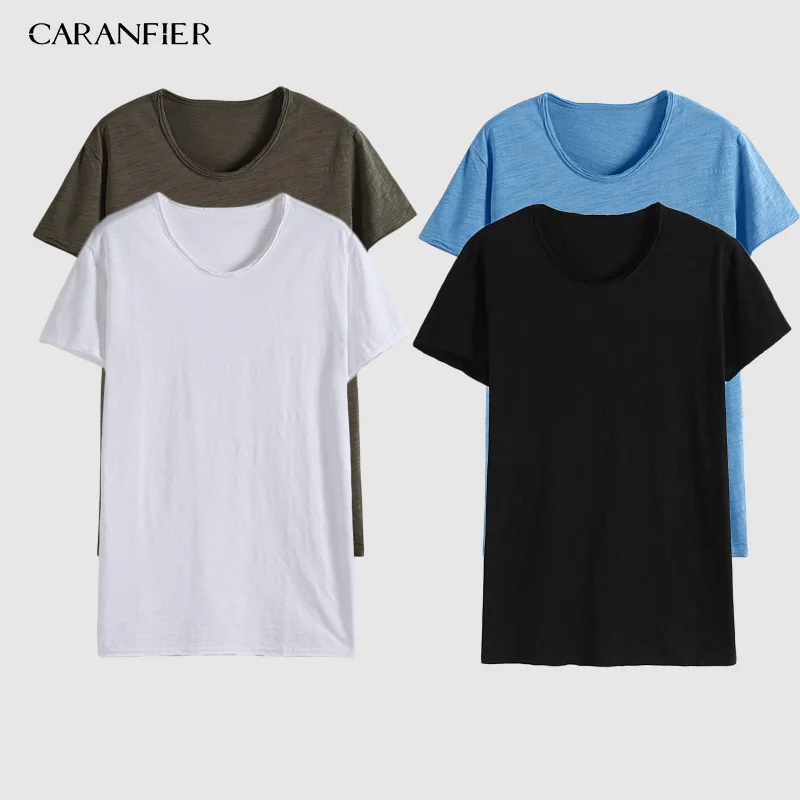 CARANFIER 3 шт. 4 5 футболка летняя новая мужская с коротким рукавом Лоскутная