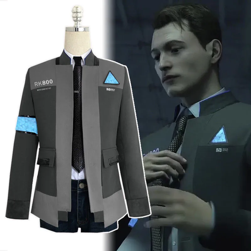Тип игры Детройт: стать человеком Коннор RK800 агент Костюм Униформа туго униот косплей костюм на Хэллоуин Карнавал распродажа
