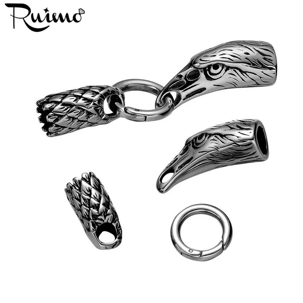 Соединительные головки RUIMO из нержавеющей стали 316L с орлом для кожаного шнура и