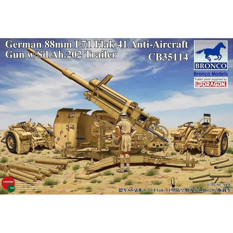 BRONCO CB35114 1/35 немецкий 88 мм L71 Flak41 анти летательный аппарат пистолет w/Sd. Ah.202