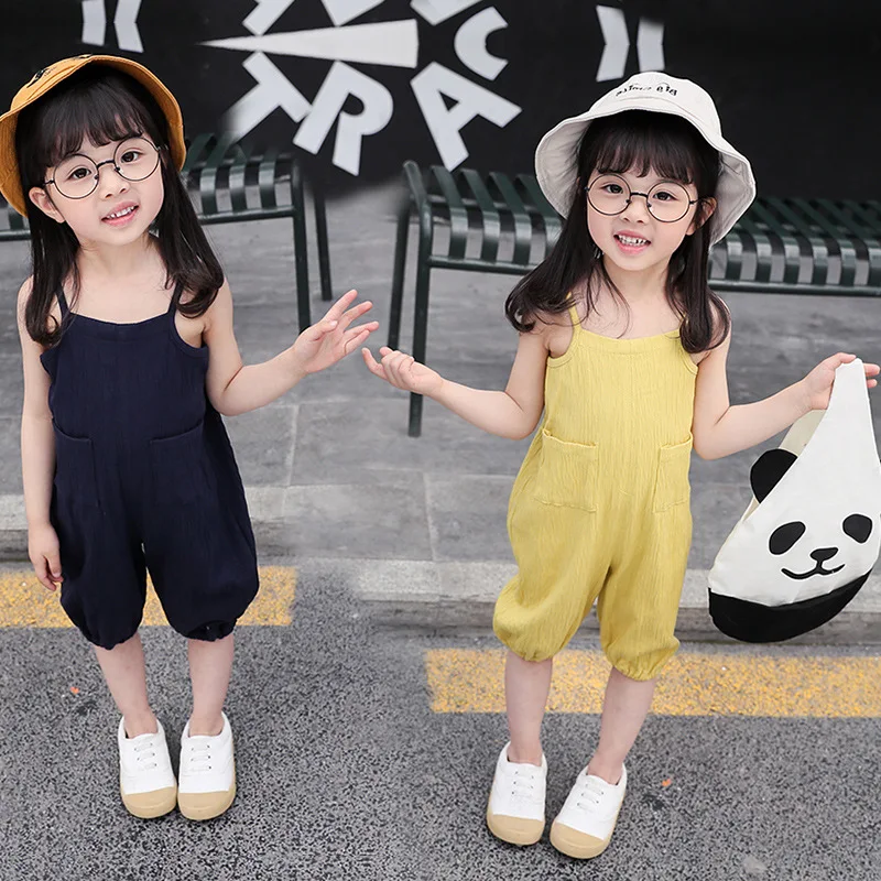 Детская летняя одежда От 1 до 5 лет комбинезон для маленьких девочек без рукавов