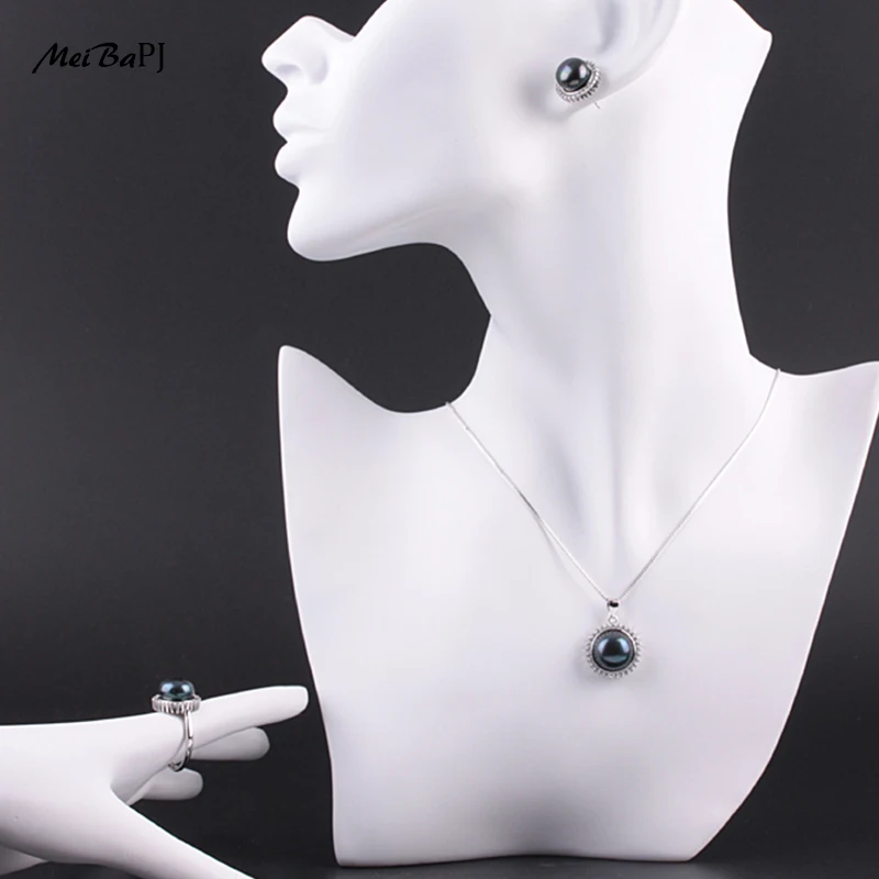 Женские серьги с натуральным жемчугом MeiBaPJ Ювелирный Комплект из 3 предметов