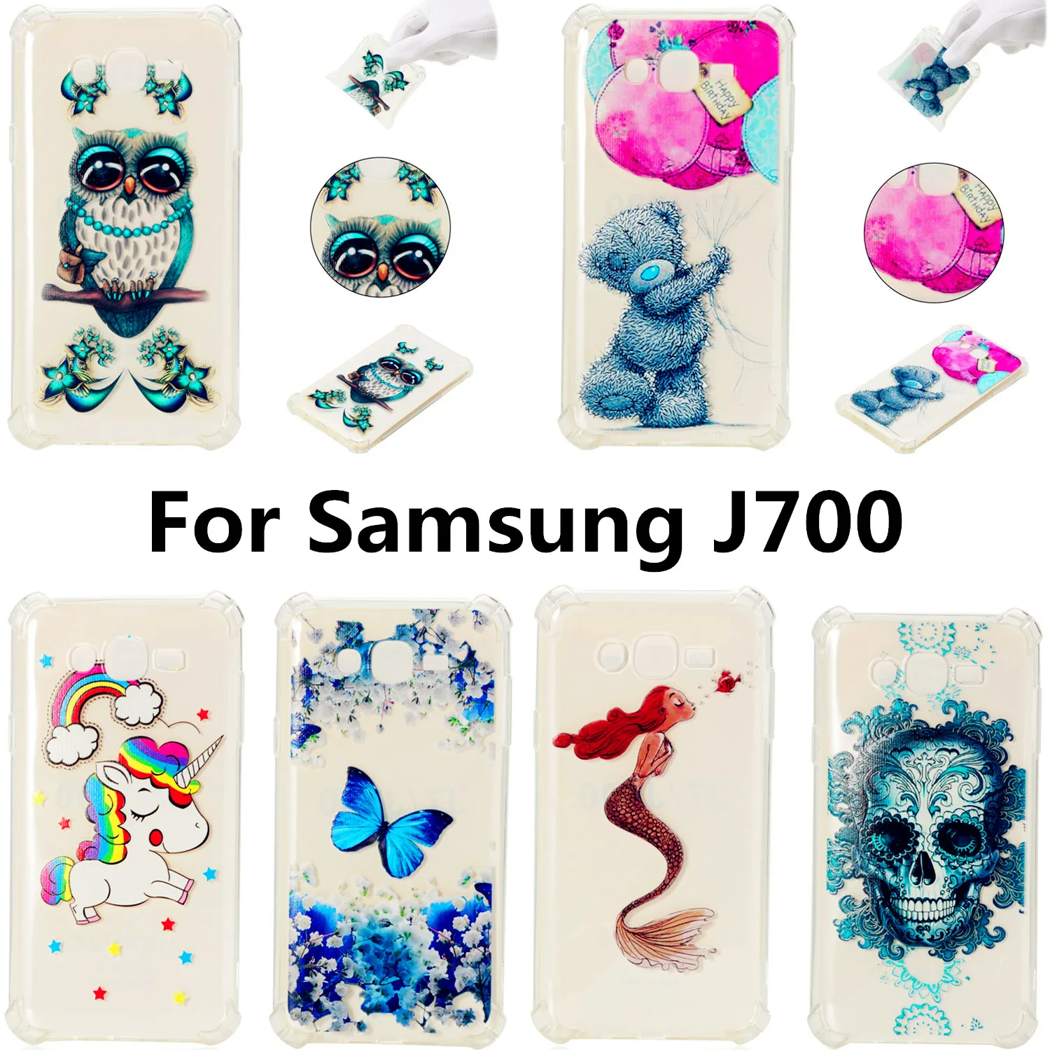 Мультфильм животных Чехлы для задней панели samsung J7 2015 Прозрачный чехол Galaxy J700