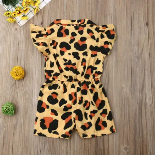 Baby Girl Clothes Romper Summer Kids Ruffle Leopard Jumpsuit Outfits Sunsuit | Детская одежда и обувь
