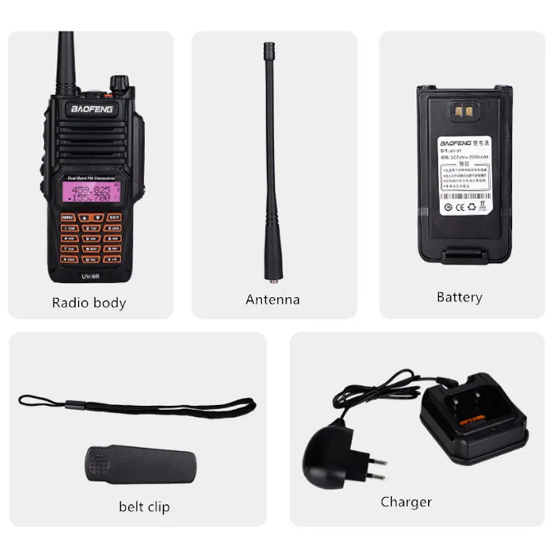 Baofeng UV-9R plus двухстороннее радио 136-174/400-520 МГц uv9r ip67 трансивер Ham cb радиостанция Водонепроницаемая 10 Вт рация