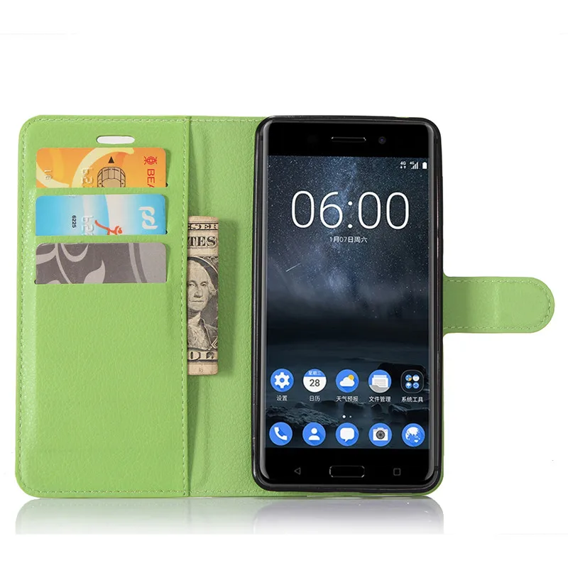 Чехол бумажник для Nokia 6 2017 кожаный чехол книжка TA 1021 1033 бампер из ТПУ с