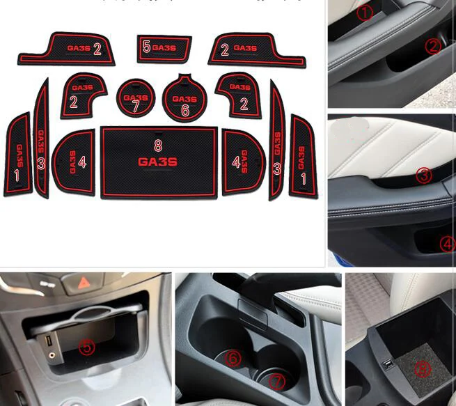 

Car Anti-Dirty Pad Door Groove Gate Slot Cup Armrest Storage Pad Anti-Slip Mat For GAC Trumpchi GA3S 2014 2015 2016