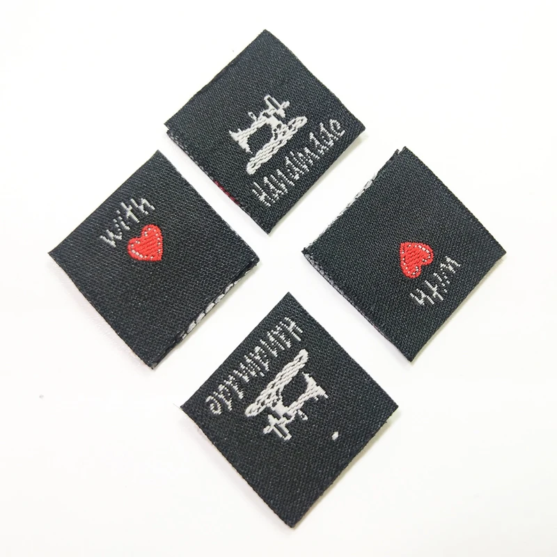 

Free shipping clothes Bags Woven Labels DIY Scrapbooking Craft Rectangle Heart Pattern handmade with love labels
