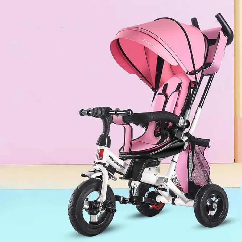 Детский трехколесный велосипед, складной, для детей 1-3-5 лет, вращающееся сиденье, детская коляска, 3 в 1, три колеса, детская коляска-велосипед