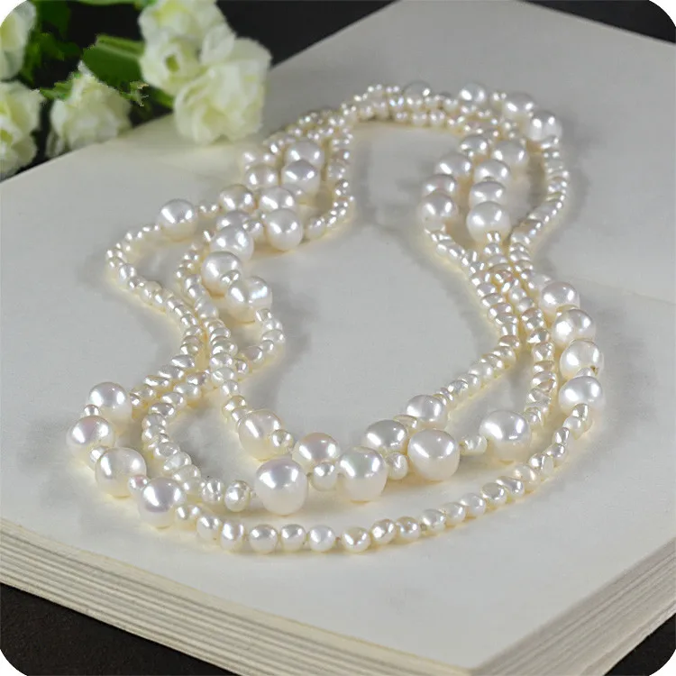 new 3 styleHot sell Natural white pink purple 3-4 mm 9-10 freshwater pearl sweater chain necklace 160 cm long fashion jewelry | Украшения и