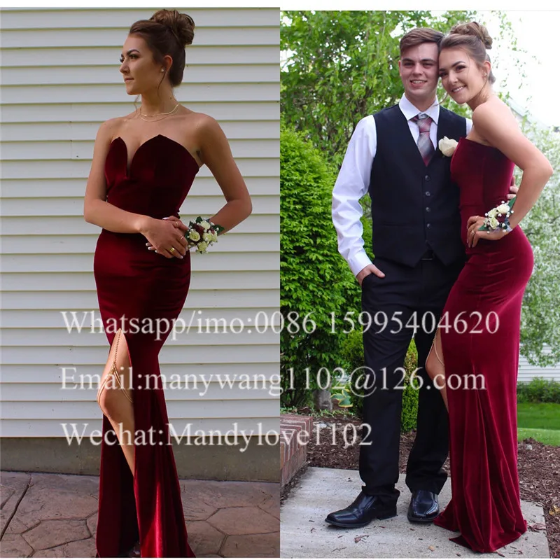 Длинное бархатное платье с Боковым Разрезом модель 2019 дешевые элегантные