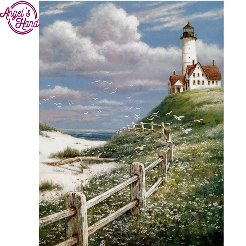 

full square drill diamond embroidery lighthouse 5d diy diamond painting Cross Stitch Rhinestone mosaic home decoration