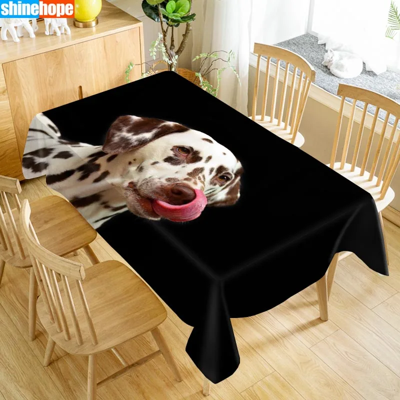 Custom Christmas Dalmatian Dog Table Cloth Oxford Print Rectangular Waterproof Oilproof Animals Cover Wedding Tablecloth | Дом и сад