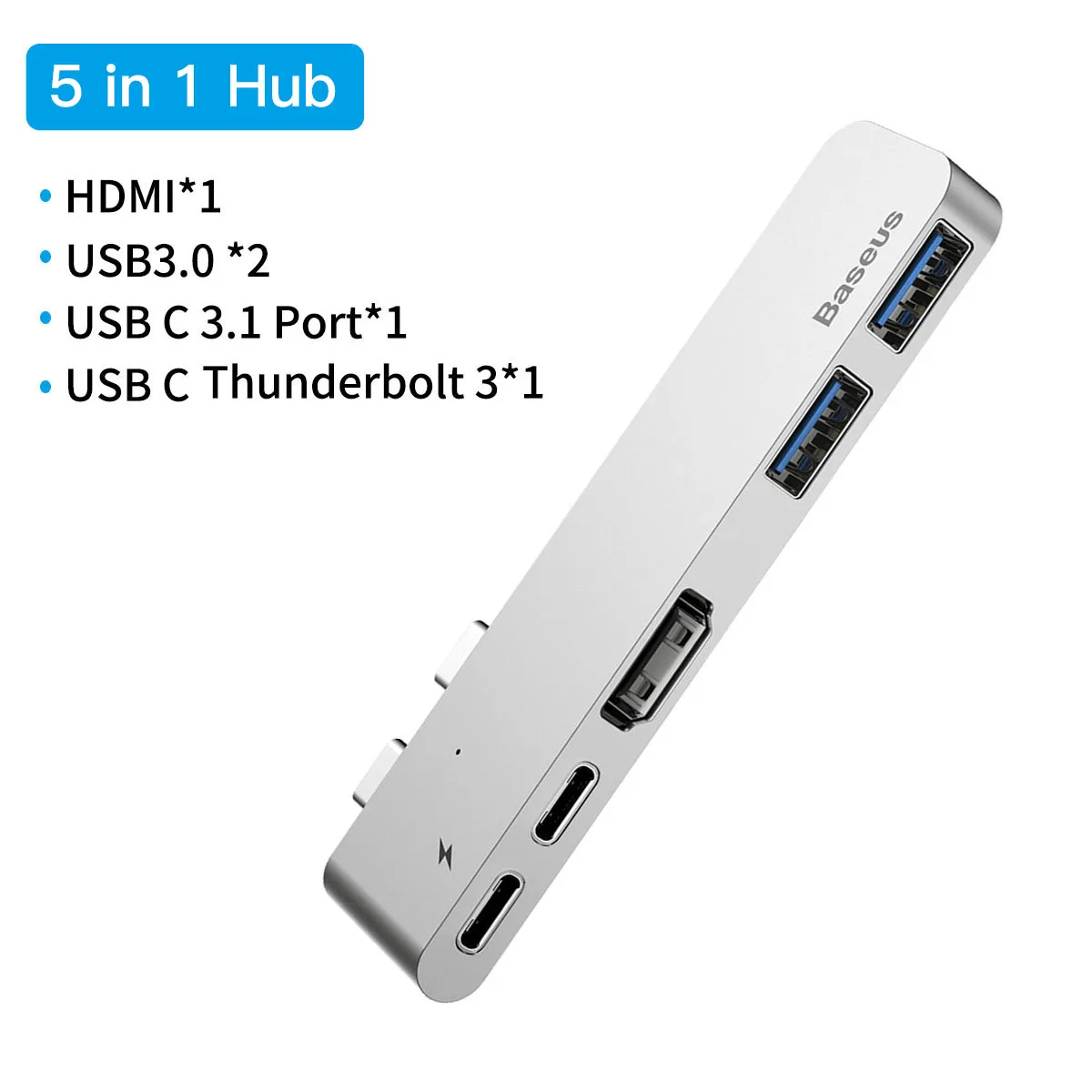 Baseus концентратор USB Type C к HDMI RJ45 Ethernet мульти USB 3,0 Thunderbolt 3 адаптер питания для MacBook Pro Air USB-C док-станция - Цвет: 5 in 1 USB C HUB