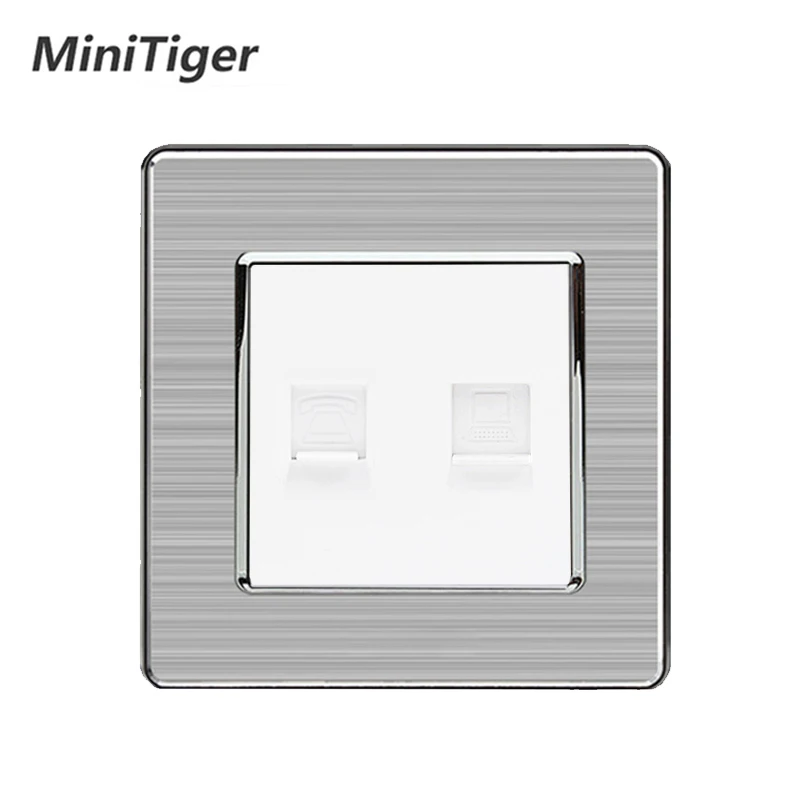 Minitiger RJ45 разъем для интернет данных CAT5E с 2 ядрами RJ11 телефонная розетка из