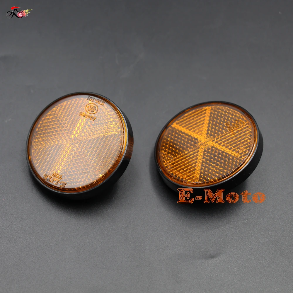 

2Pcs Universal Orange Round Reflectors For Motorcycles ATV Dirt Bikes Scooter