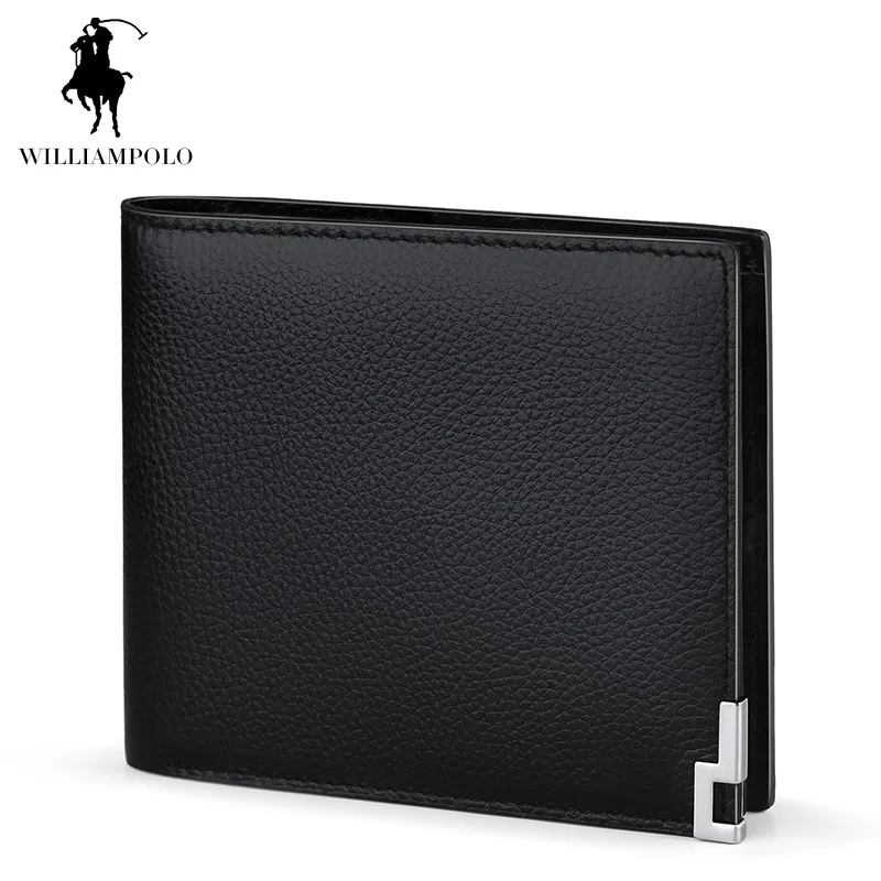 Модный мини-кошелек от бренда WILLIAMPOLO без молнии, Кожаный 8 держателей карт, кошелек, кошелек PL168 - Цвет: Black Horizontal