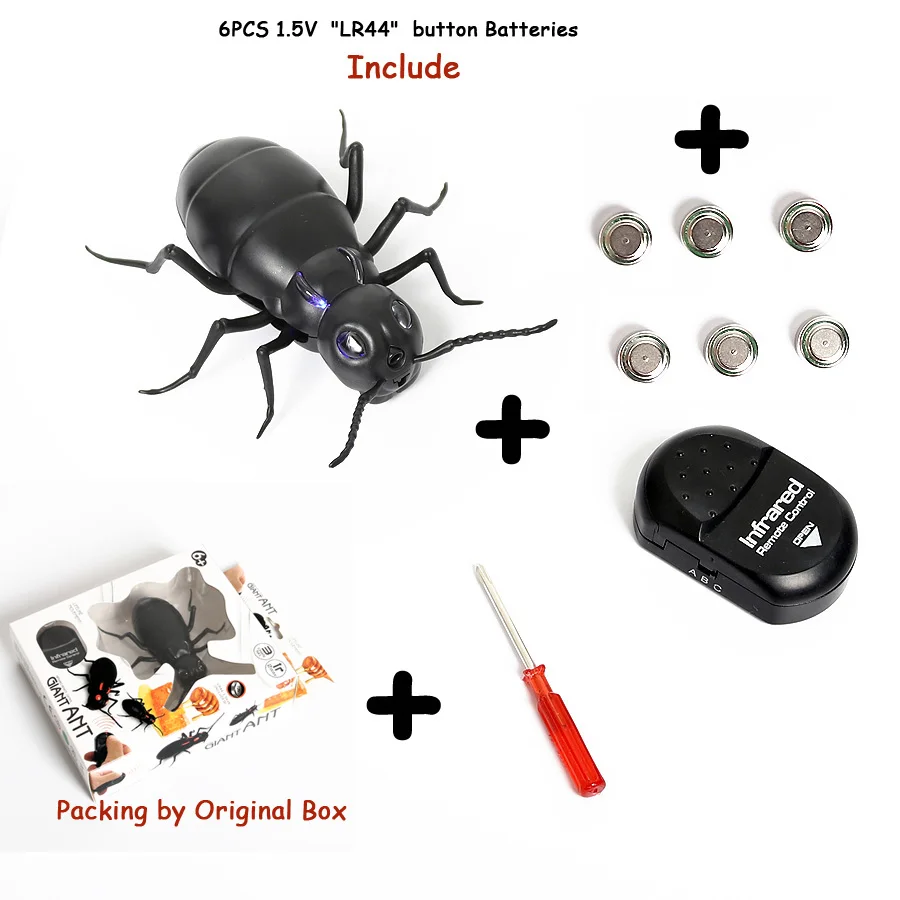 Ant Original Box Инфракрасный пульт дистанционного управления поддельные гигантский таракан, муравей электрическая игрушка на радиоуправлении шалость насекомых шутка страшилка жуков для взрослых шалость насекомых - Цвет: Ant Original Box
