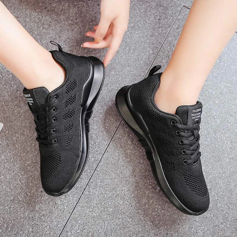 

Women sport shoes sneakers wedges casual shoes women trend fly-weave breathable lightweight white women shoes laces