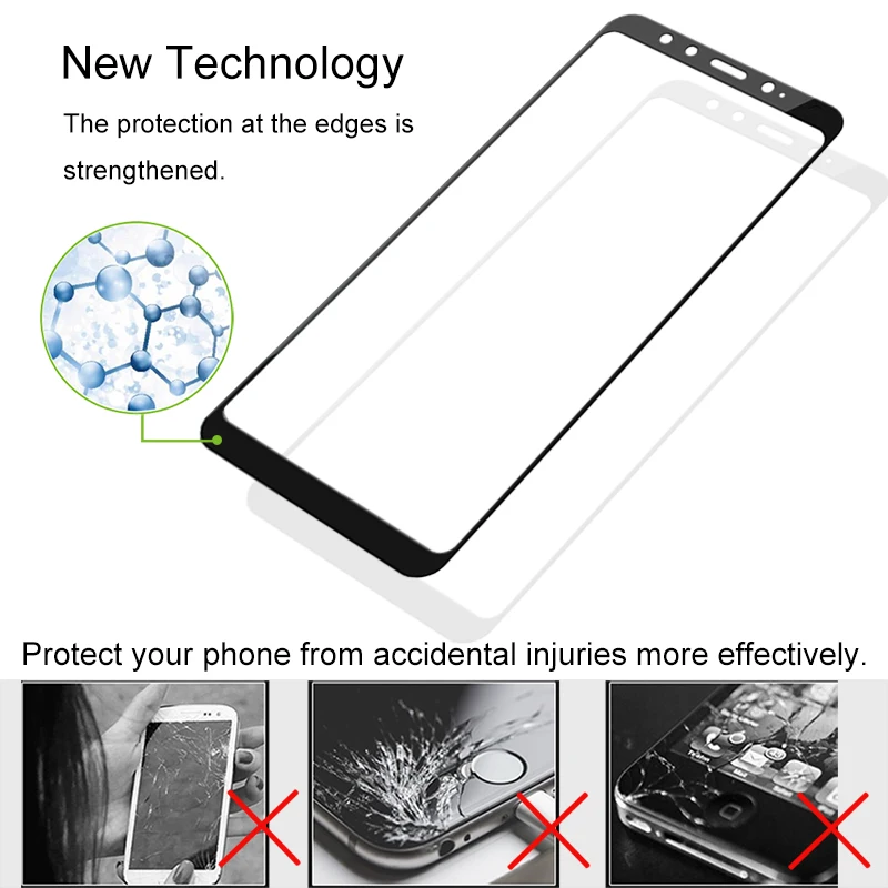 Защита для экрана закаленное стекло полное покрытие Xiaomi Mi 6X A2 5X A1 9H от царапин