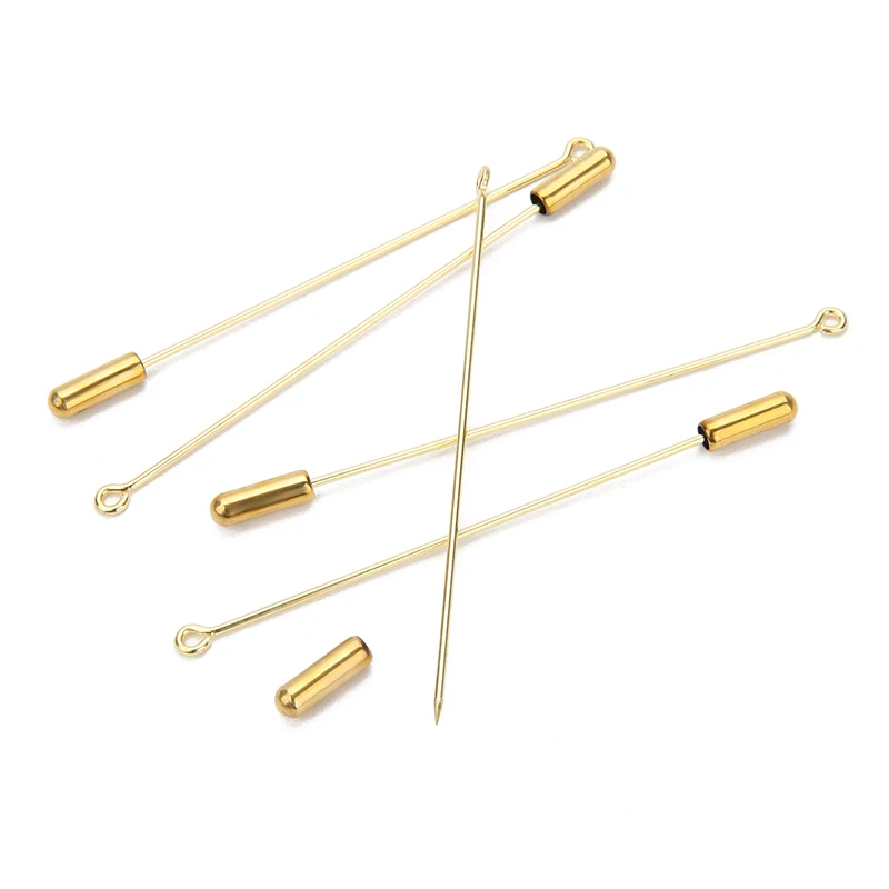 Gold Mibrow, 40 шт./лот, 50 мм, 70 мм, золото, серебро, цветная петля, брошь на булавке, основа, брухер с булавками, пробка для изготовления ювелирных изделий своими руками - Цвет: Gold