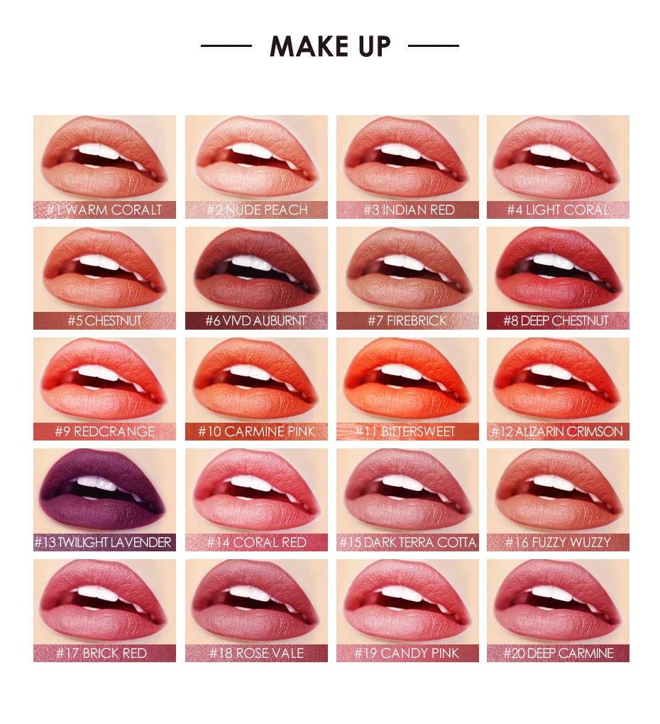 FOCALLURE Moisturizer Matte Lipstick 20 Colors High Quality Red Lip Sticks Easy to Wear Long-lasting Make up