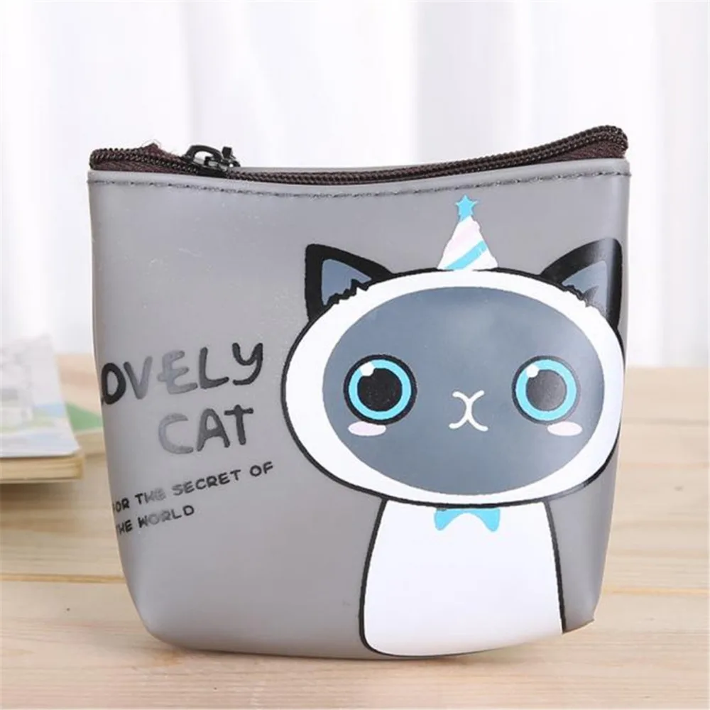 Женский модный кошелек с милым котом силиконовый маленький на молнии сменный