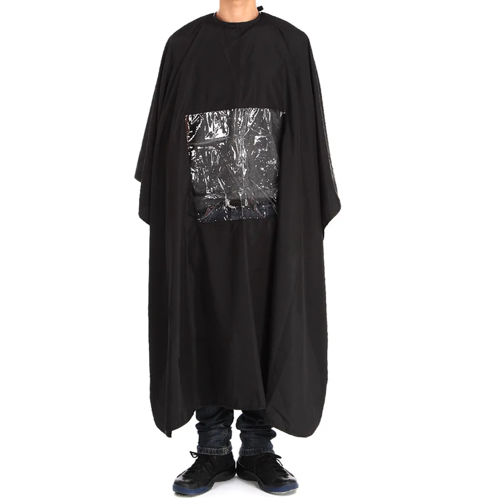 Плащ для стрижки волос взрослых черная водонепроницаемая ткань парикмахерских