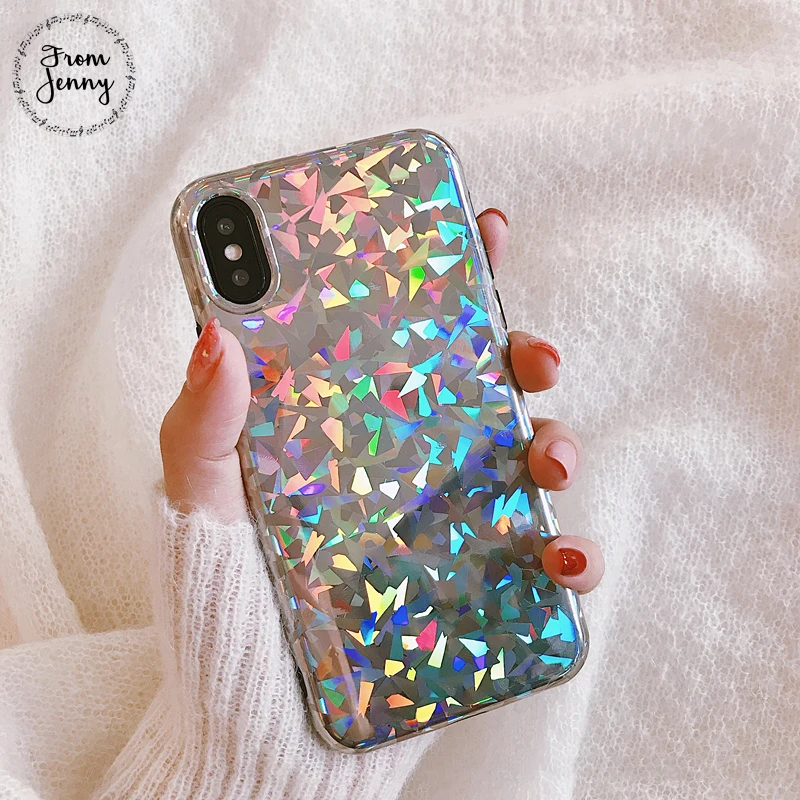 From Jenny Hot Fashion Laser Mobile Phone Case For iPhone X 6 6s 7 8 Plus 8plus 4.7inch 5.5+ Soft TPU Back Cover Shell Fundas |
